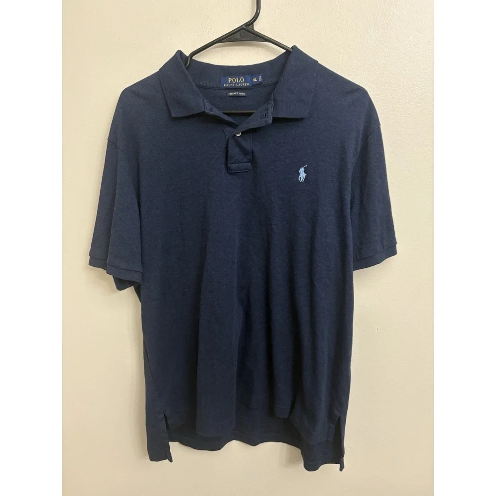 Polo Ralph Lauren Mens XL Polo Shirt Navy Blue Pima Soft Touch Pony Short Sleeve